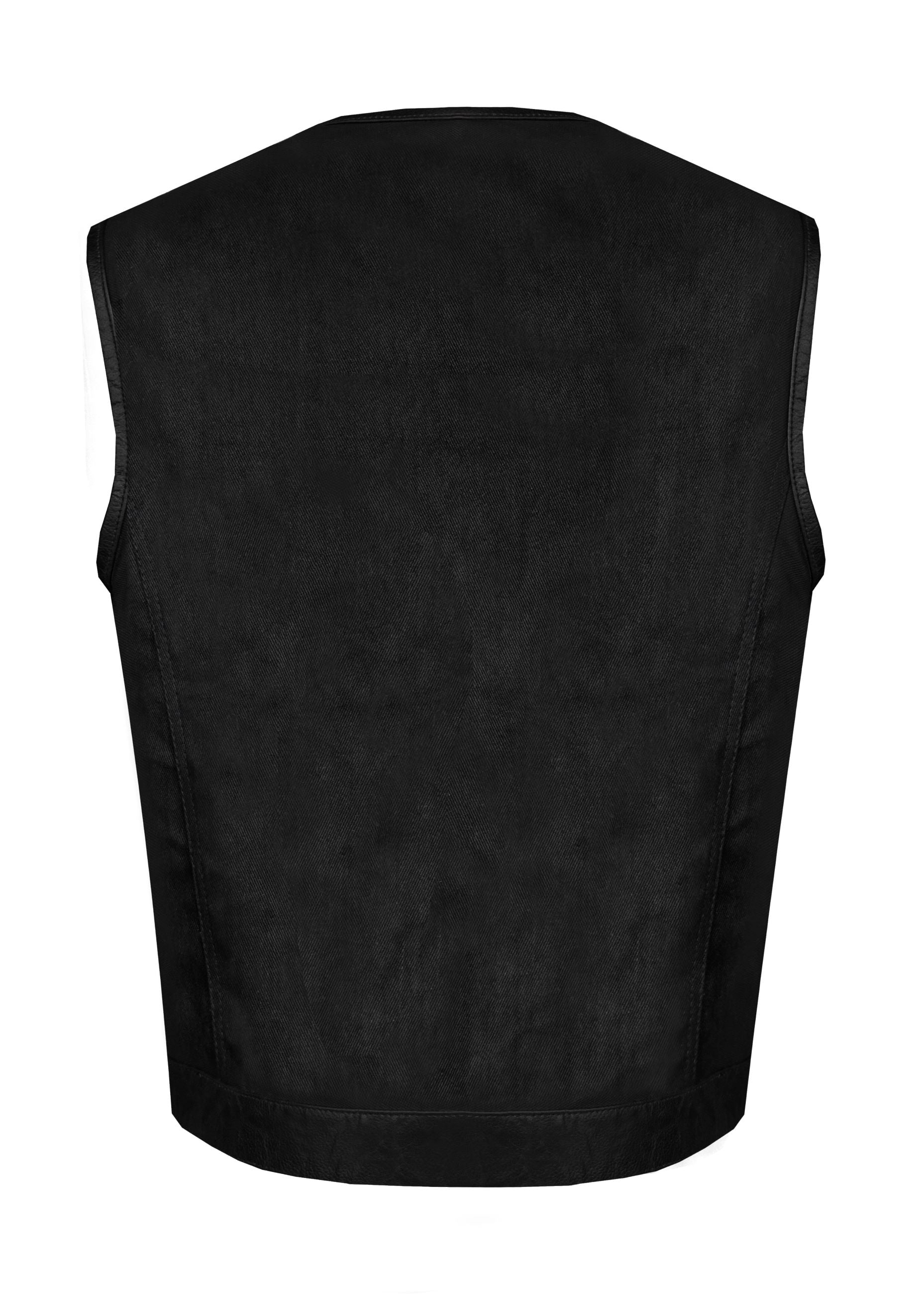 Dream Apparel Men's Premium Black Denim Motorcycle Club Vest Conceal Carry Pockets - Image 5