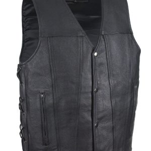 Men's Leather Vest with Gun Pockets & Side Laces
