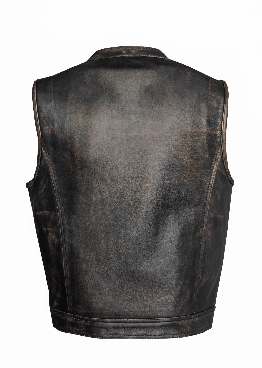 Mens Naked Brown Leather Vest - Image 4