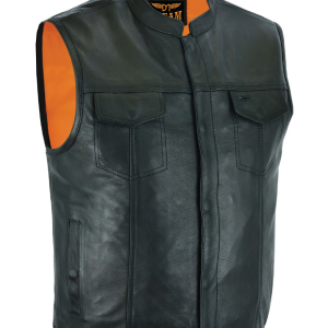 Dream Apparel Club Vest Gun Pockets, Front Zipper,Concealed Snaps,Premium Naked Cowhide Leather
