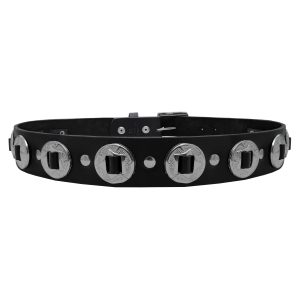 Dream Apparel Black Motorcycle Leather Belt With Conchos