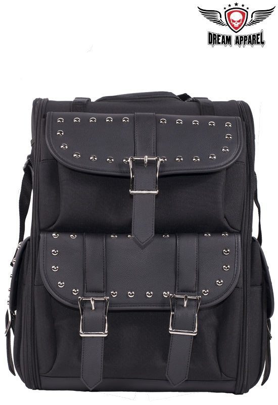 Dream Apparel Large Fine PVC Motorcycle Sissybar Bag With Studs - Image 2