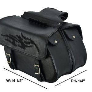 Genuine Naked Leather Concealed Carry Saddlebag with Flame