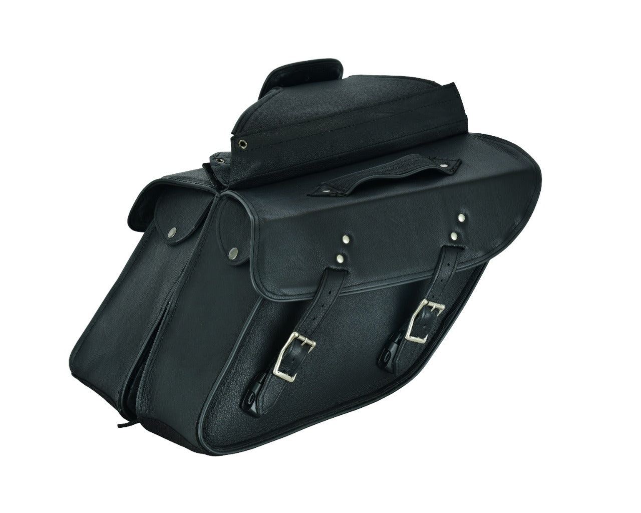 Motorcycle Leather No-Stud Dyna Saddlebag - Image 4