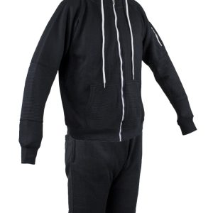 Black Sweatsuit W/ Ribbed Panels