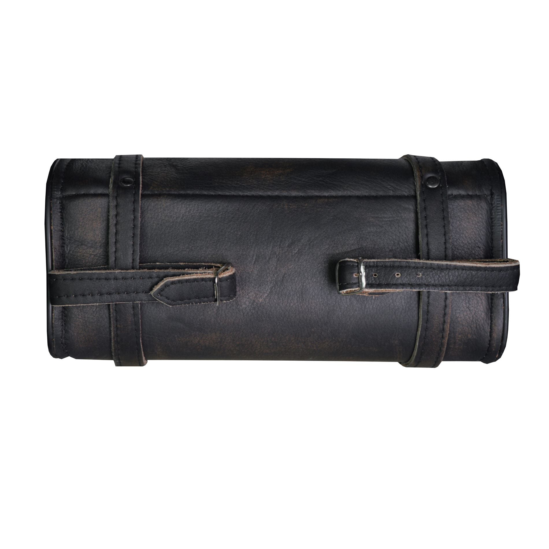 Distress Brown Leather 10" Motorcycle Tool Bag With Eagle - Image 2