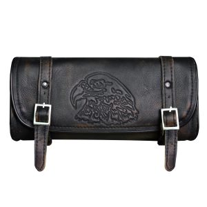 Dream Apparel Distress Brown Leather 12" Motorcycle Tool Bag With Eagle