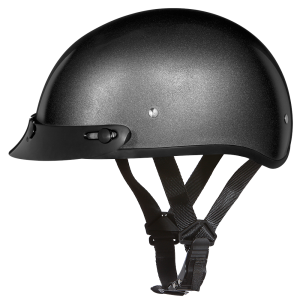 DOT Approved Daytona Skull Cap Half Shell Motorcycle Helmet - Beanie Style for Motorcycles, Cruisers, Scooters, and Mopeds - Gun Metal Grey Metallic