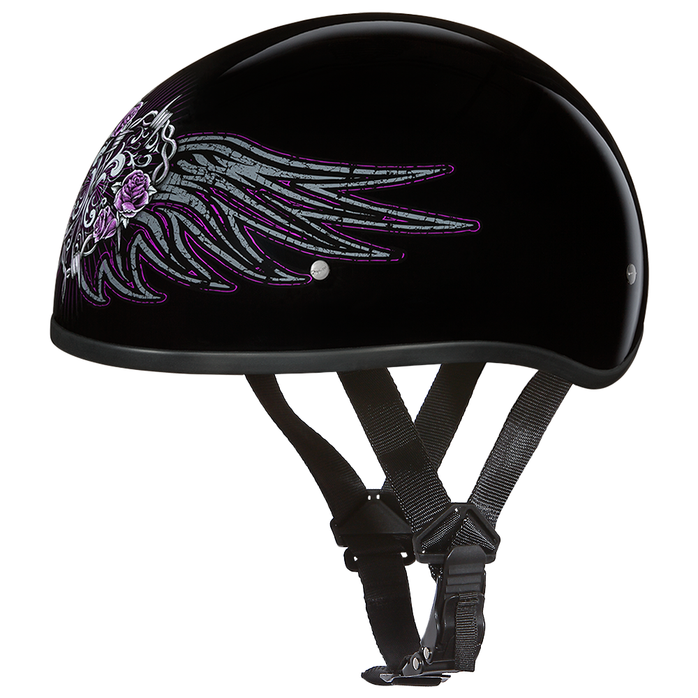 DOT Approved Daytona Motorcycle Half Face Helmet - Skull Cap Graphics for Men & Women, Scooters, ATVs, UTVs & Choppers - W/ Barbed Wire Heart - Image 2
