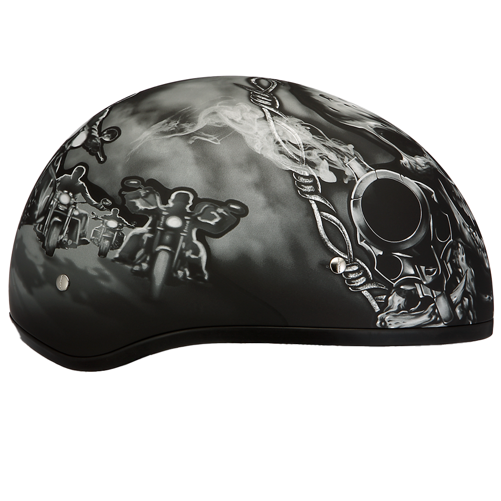 DOT Approved Daytona Motorcycle Half Face Helmet - Skull Cap Graphics for Men & Women, Scooters, ATVs, UTVs & Choppers - W/ Guns - Image 5