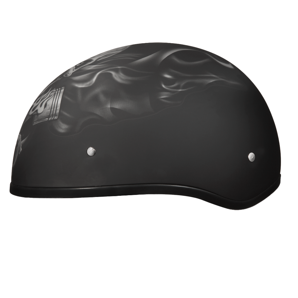 DOT Approved Daytona Motorcycle Half Face Helmet - Skull Cap Graphics for Men & Women, Scooters, ATVs, UTVs & Choppers - W/ Pistons Skull - Image 3