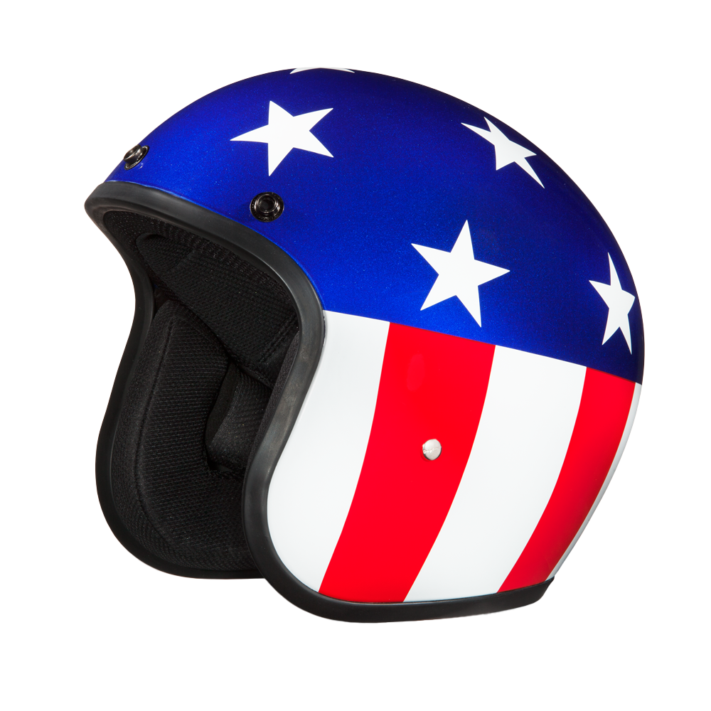 DOT Approved Daytona Cruiser Open Face Motorcycle Helmet - Men, Women & Youth - With Visor & Graphics - W/ Captain America - Image 6
