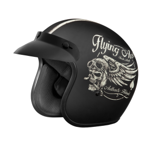 DOT Approved Daytona Cruiser Open Face Motorcycle Helmet - Men, Women & Youth - With Visor & Graphics - W/ Flying Ace's