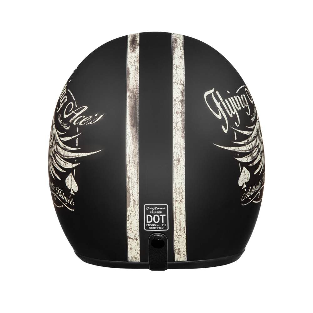 DOT Approved Daytona Cruiser Open Face Motorcycle Helmet - Men, Women & Youth - With Visor & Graphics - W/ Flying Ace's - Image 4