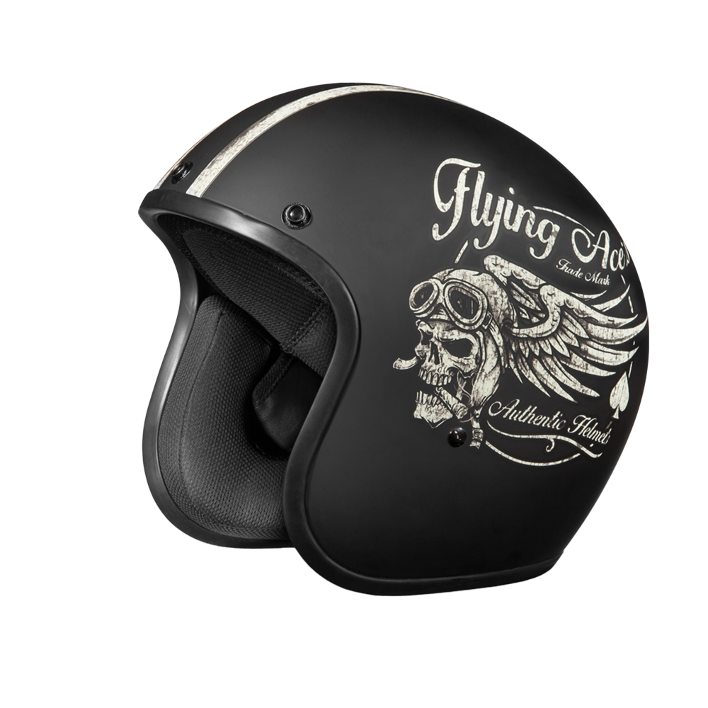 DOT Approved Daytona Cruiser Open Face Motorcycle Helmet - Men, Women & Youth - With Visor & Graphics - W/ Flying Ace's - Image 6