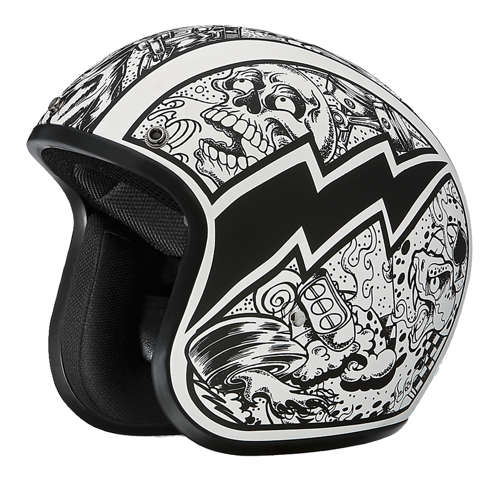 DOT Approved Daytona Cruiser Open Face Motorcycle Helmet - Men, Women & Youth - With Visor & Graphics - W/ Graffiti - Image 6