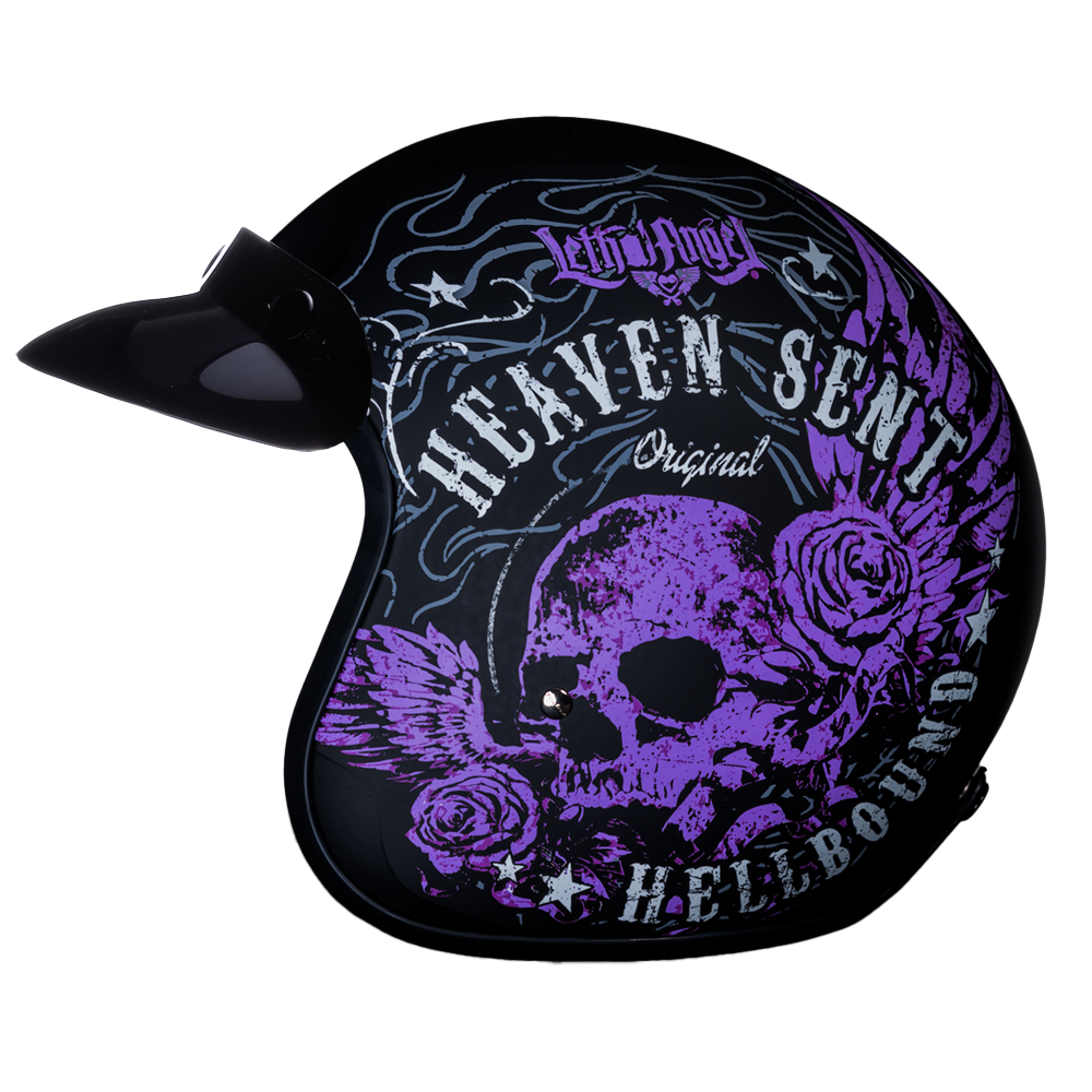 DOT Approved Daytona Cruiser Open Face Motorcycle Helmet - Men, Women & Youth - With Visor & Graphics - W/ Heaven Sent - Image 5