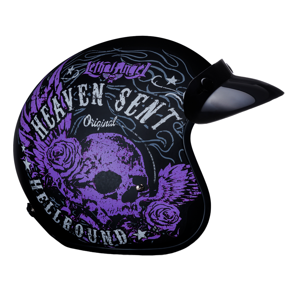 DOT Approved Daytona Cruiser Open Face Motorcycle Helmet - Men, Women & Youth - With Visor & Graphics - W/ Heaven Sent - Image 3