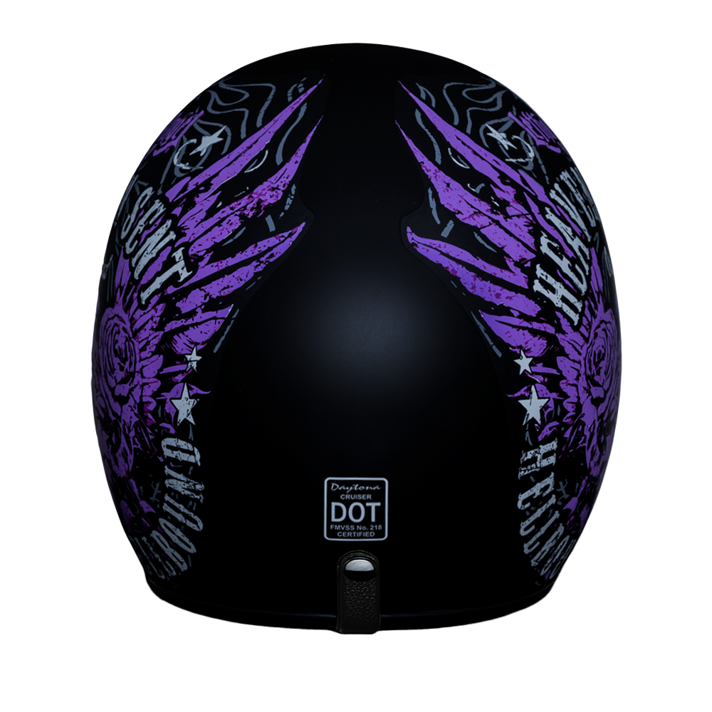 DOT Approved Daytona Cruiser Open Face Motorcycle Helmet - Men, Women & Youth - With Visor & Graphics - W/ Heaven Sent - Image 4