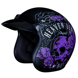 DOT Approved Daytona Cruiser Open Face Motorcycle Helmet - Men, Women & Youth - With Visor & Graphics - W/ Heaven Sent