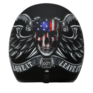 DOT Approved Daytona Cruiser Open Face Motorcycle Helmet - Men, Women & Youth - With Visor & Graphics - W/ Love It