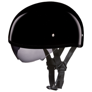 D.O.T. Daytona Skull Cap W/ Inner Shield- Hi-Gloss Black