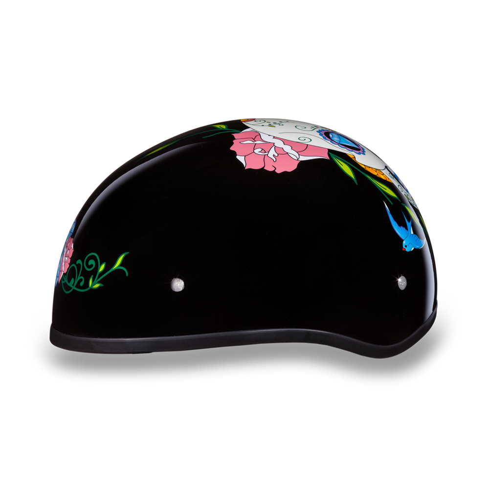 DOT Approved Daytona Motorcycle Half Face Helmet - Skull Cap Graphics for Men & Women, Scooters, ATVs, UTVs & Choppers - W/ Diamond Skull - Image 3