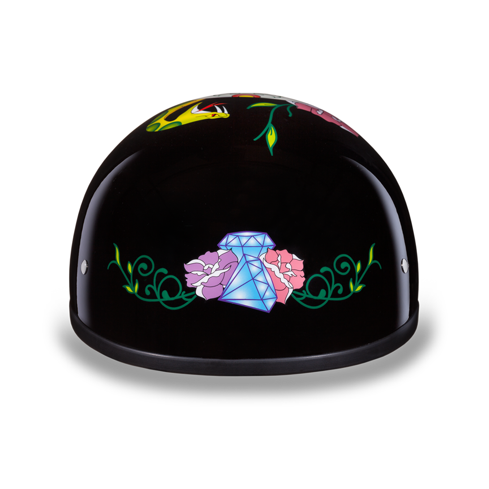 DOT Approved Daytona Motorcycle Half Face Helmet - Skull Cap Graphics for Men & Women, Scooters, ATVs, UTVs & Choppers - W/ Diamond Skull - Image 4