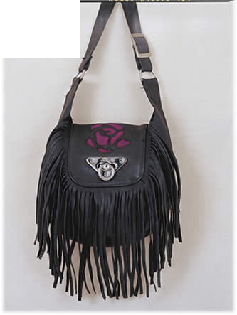 Womens Purple Rose Inlay Motorcycle Purse