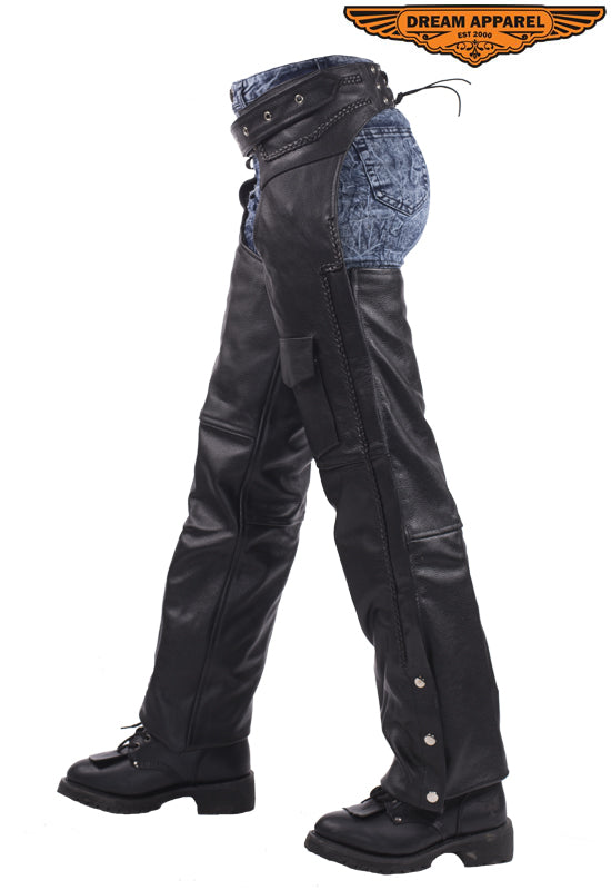 Leather Chaps With Gathered Fitting