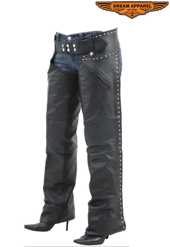 Leather Chaps With Braid