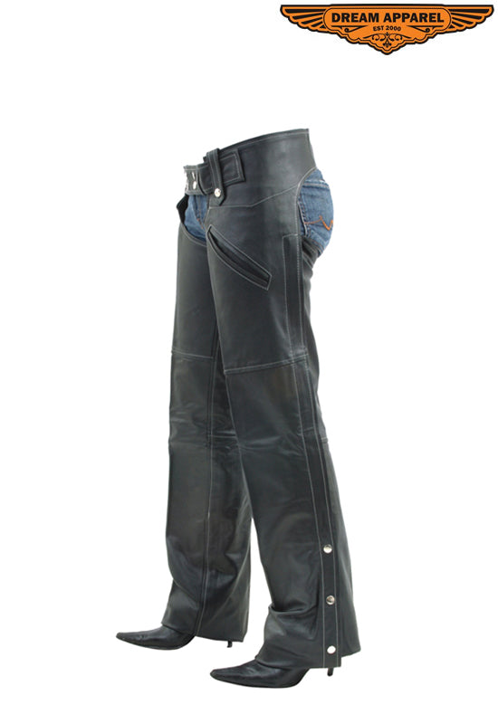Genuine Leather Braided Chaps with Gathered Elastic
