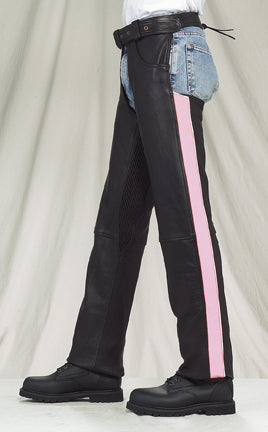 Womens Leather Chaps With Pink Straps