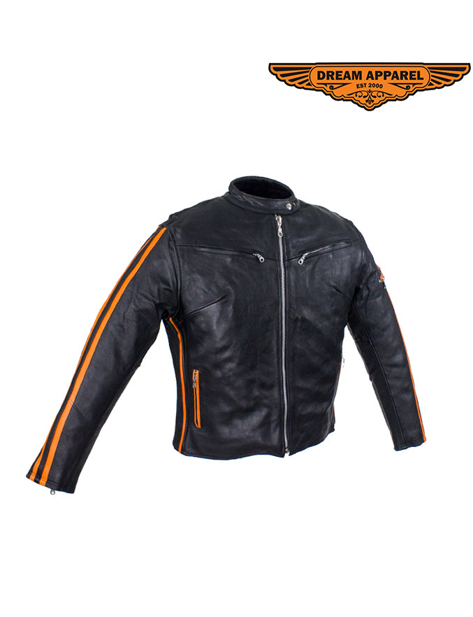 Women's Racer Jacket With Double Orange Stripes