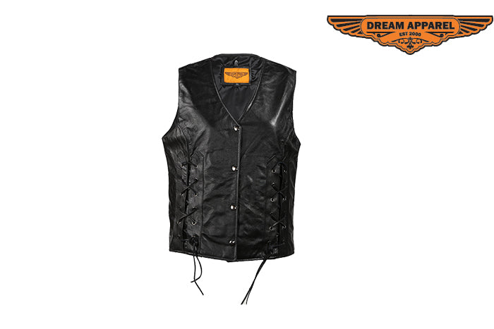 Womens Leather Vest With Laces In The Front