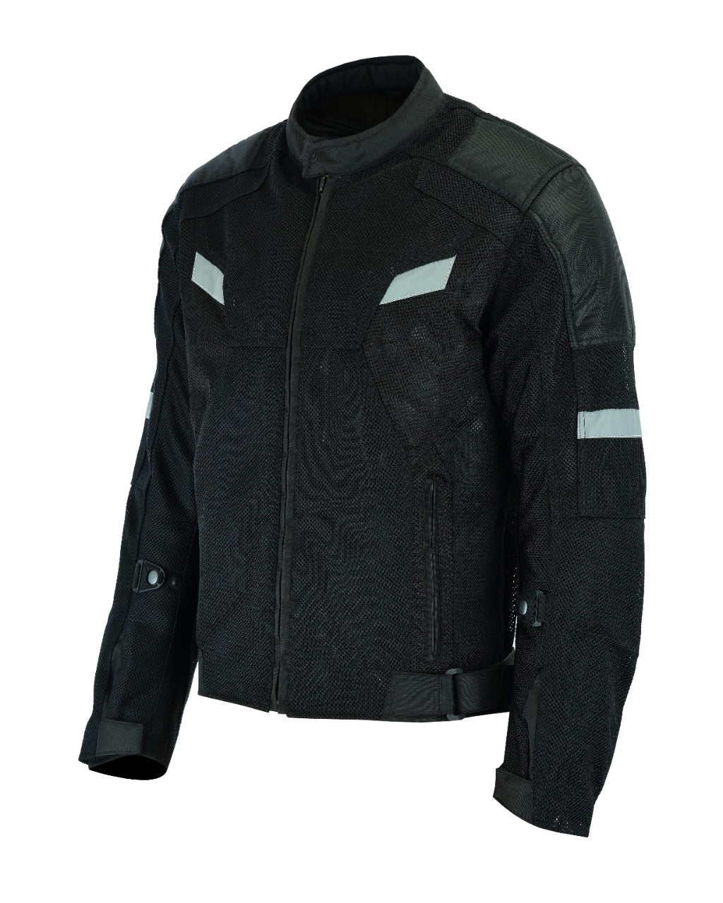 Mens Motorcycle Perforated Textile Reflective Mesh Riding 3 Season Jacket with amors