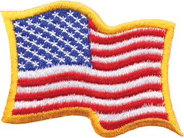 Waving American Flag with Yellow Border Patch