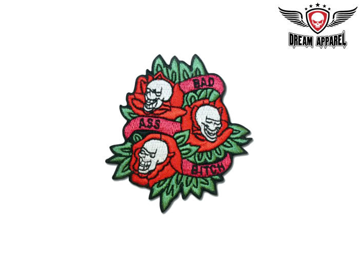 Womens 3 Skulls & 3 Roses Patch
