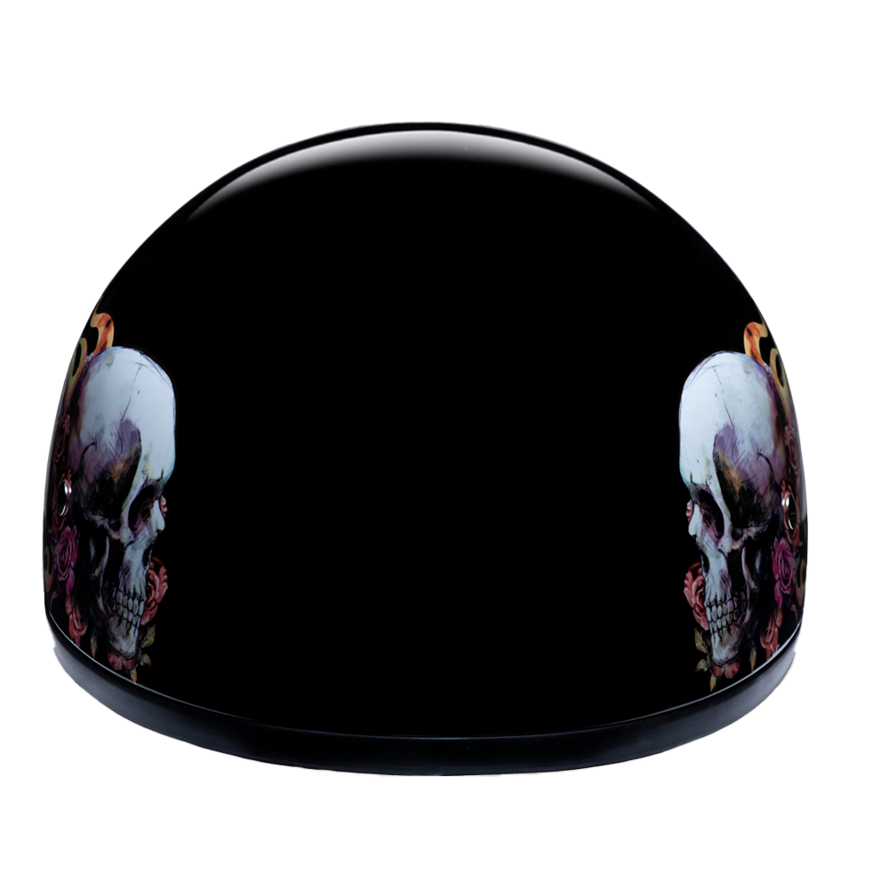 DOT Approved Daytona Motorcycle Half Face Helmet - Skull Cap Graphics for Men & Women, Scooters, ATVs, UTVs & Choppers - W/ Skull Wings
