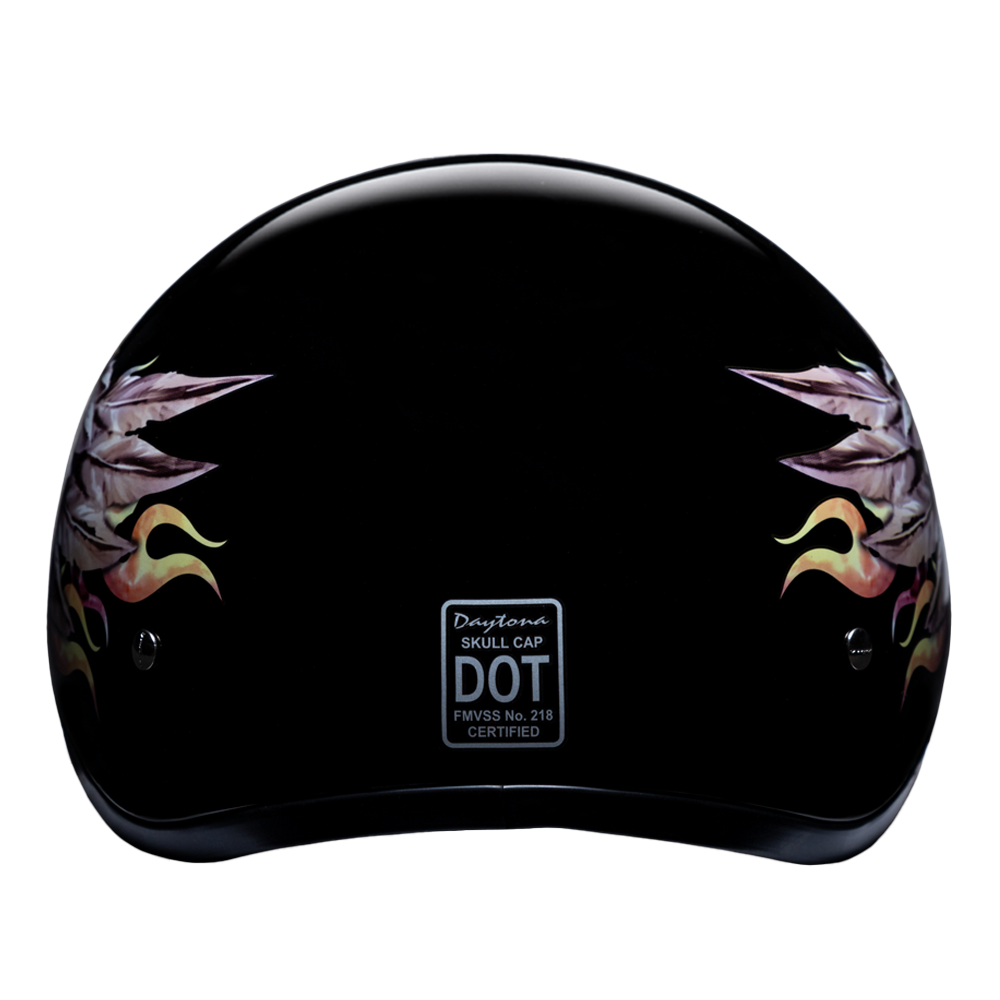 DOT Approved Daytona Motorcycle Half Face Helmet - Skull Cap Graphics for Men & Women, Scooters, ATVs, UTVs & Choppers - W/ Skull Wings